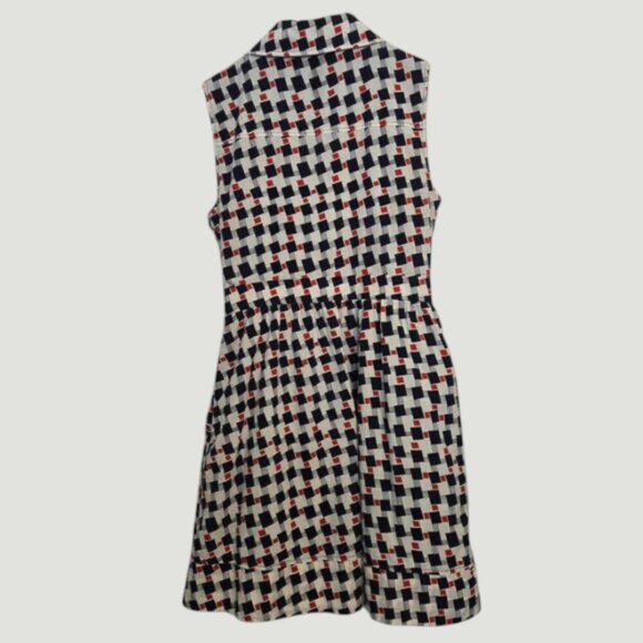 TULLE Geometric Print Sleeveless Fit & Flare Retro Vintage Style Dress w/Pockets - Picture 2 of 5
